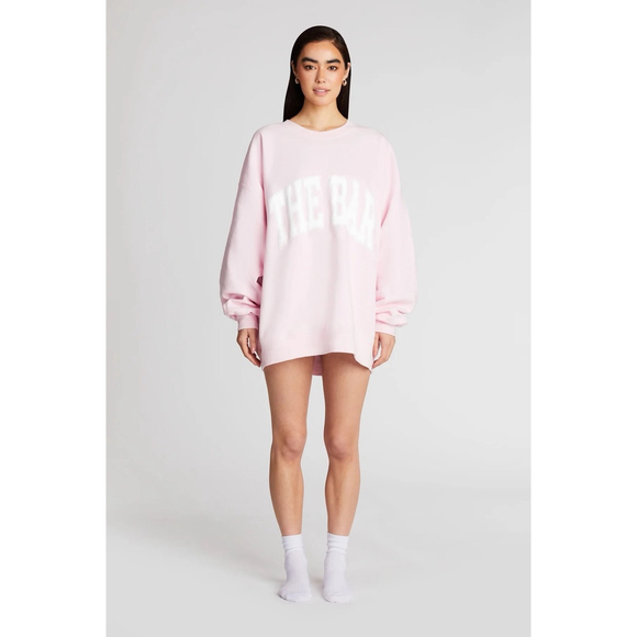 Women's THE BAR Pink & White Varsity Sweatshirt XL - Picture 1 of 9